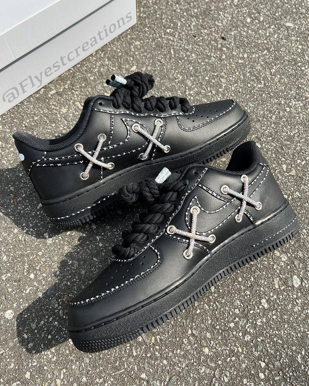 Hand Painted KAWS Custom Black Air Force 1 Sneakers