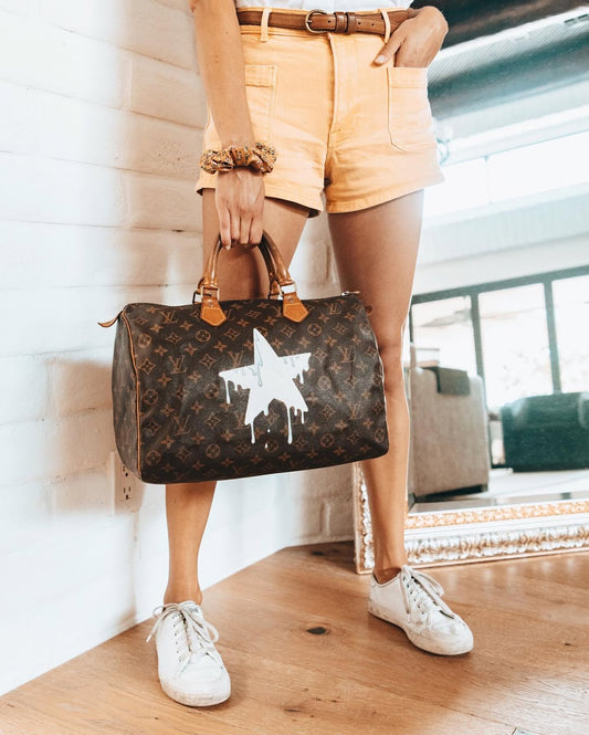 Hand Painted Dripping Star Custom Travel Handbag