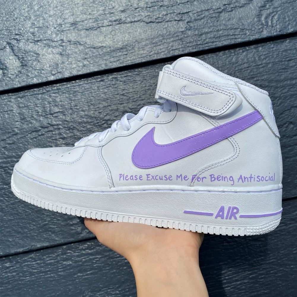 Purple Word Custom Sneakers Air Force 1