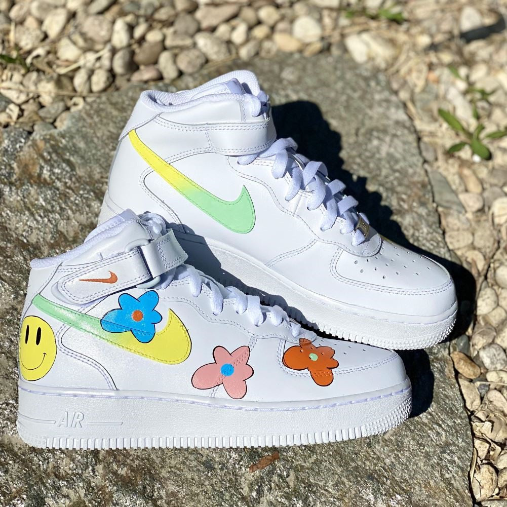 Smile Flower Custom Sneakers Air Force 1 Mid