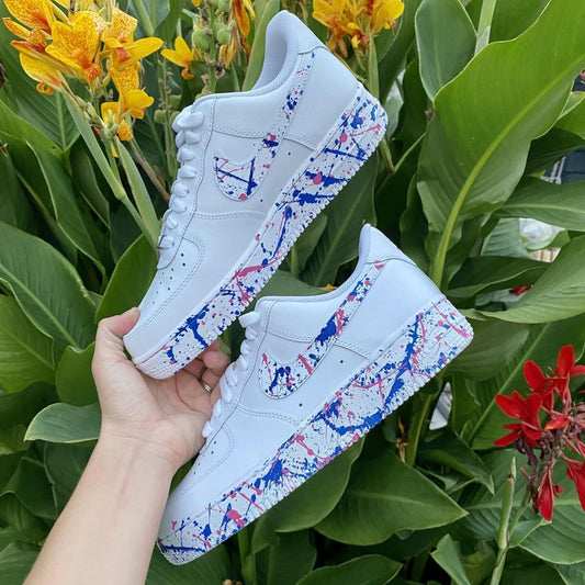 Blue Pink Splatter Custom Sneakers Air Force 1