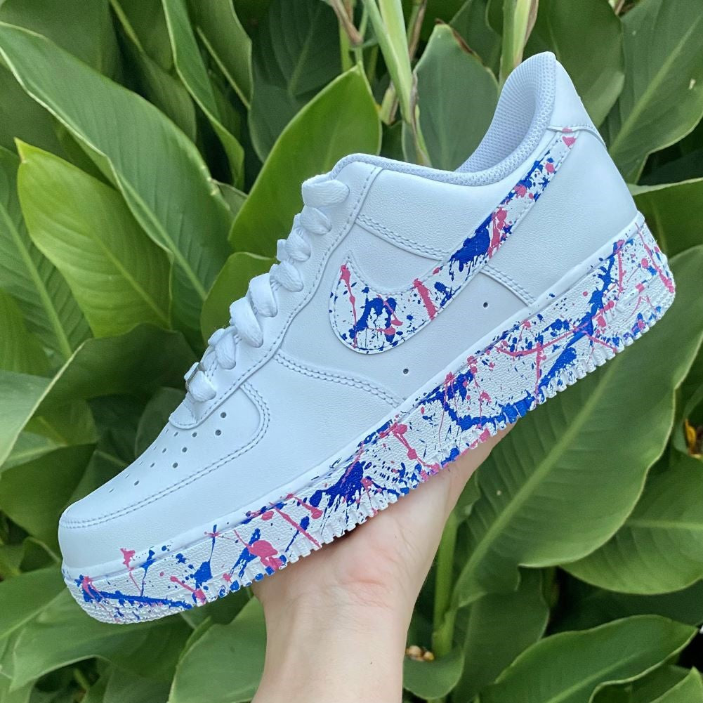 Blue Pink Splatter Custom Sneakers Air Force 1