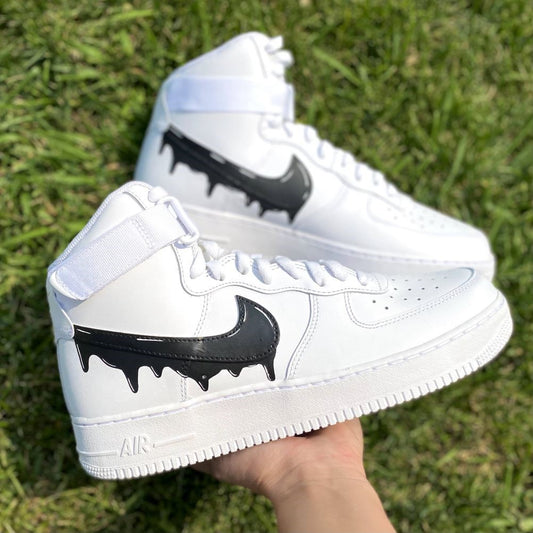Black Dripping Custom Sneakers Air Force 1 High