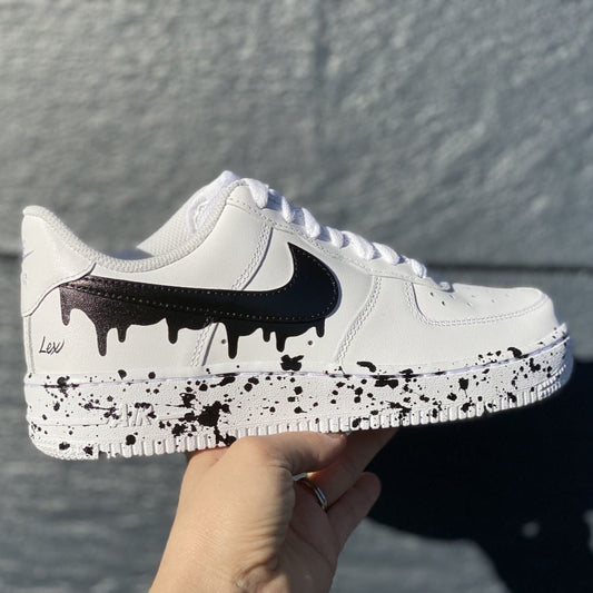 Black Dripping Splatter Custom Sneakers Air Force 1