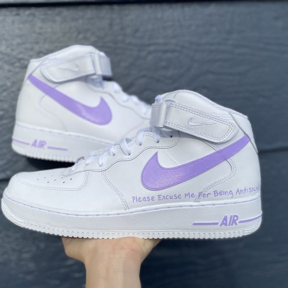 Purple Word Custom Sneakers Air Force 1