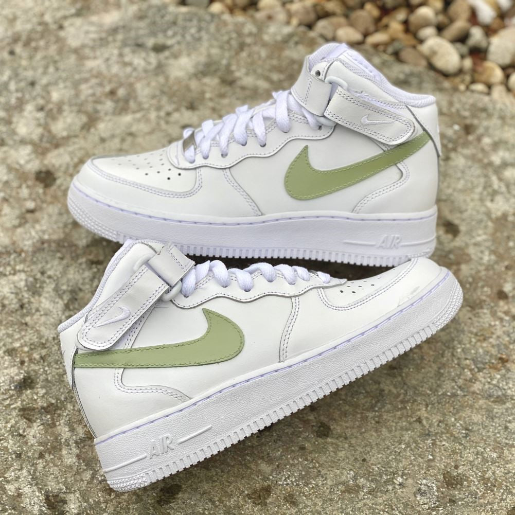 Dark Green Custom Sneakers Air Force 1 Mid