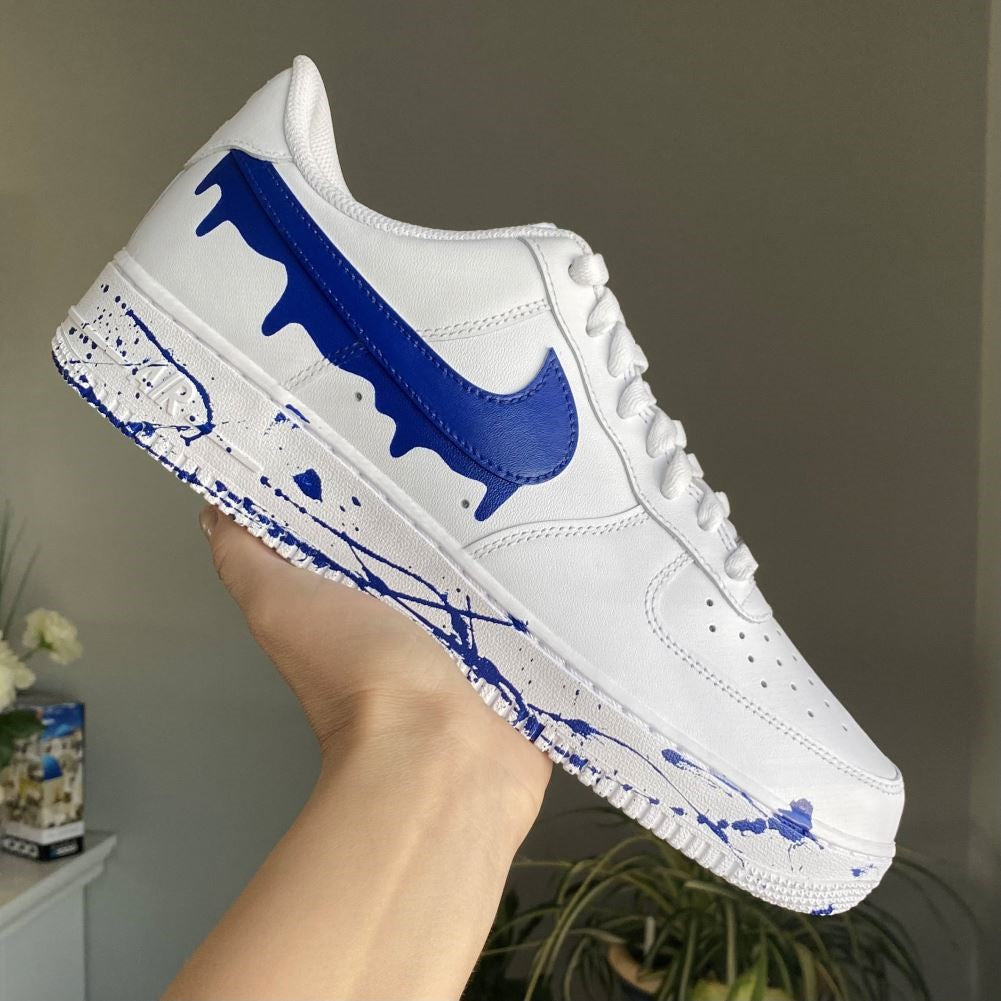 Blue Red Drip Splash Custom Sneakers Air Force 1
