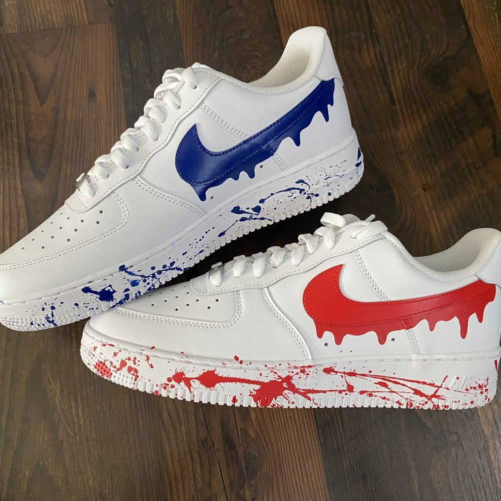 Blue Red Drip Splash Custom Sneakers Air Force 1