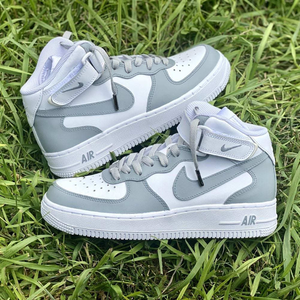 Grey Custom Sneakers Air Force 1 Mid