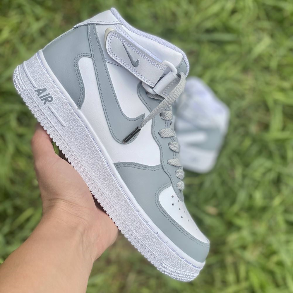 Grey Custom Sneakers Air Force 1 Mid