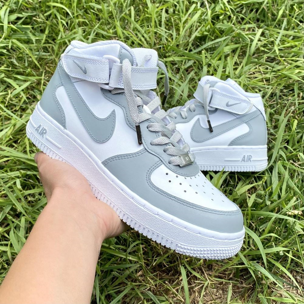 Grey Custom Sneakers Air Force 1 Mid