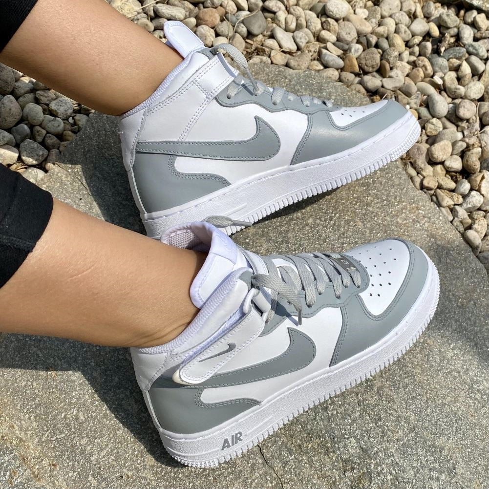 Grey Custom Sneakers Air Force 1 Mid