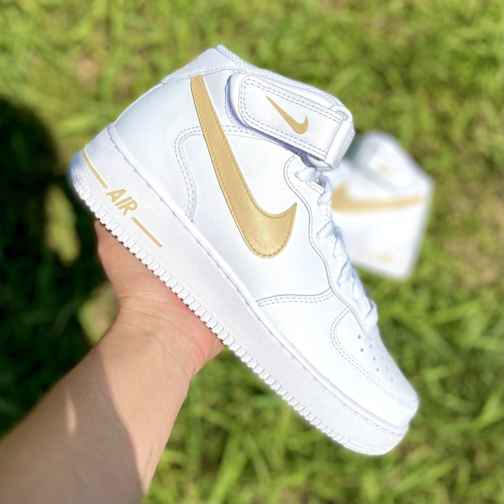 Beige Custom Sneakers Air Force 1 Mid