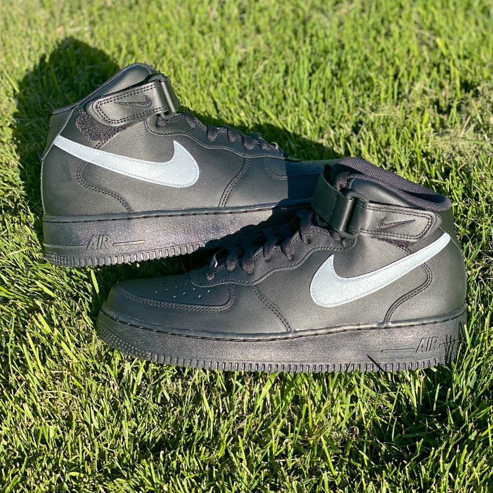 Grey Black Custom Sneakers Air Force 1 Mid