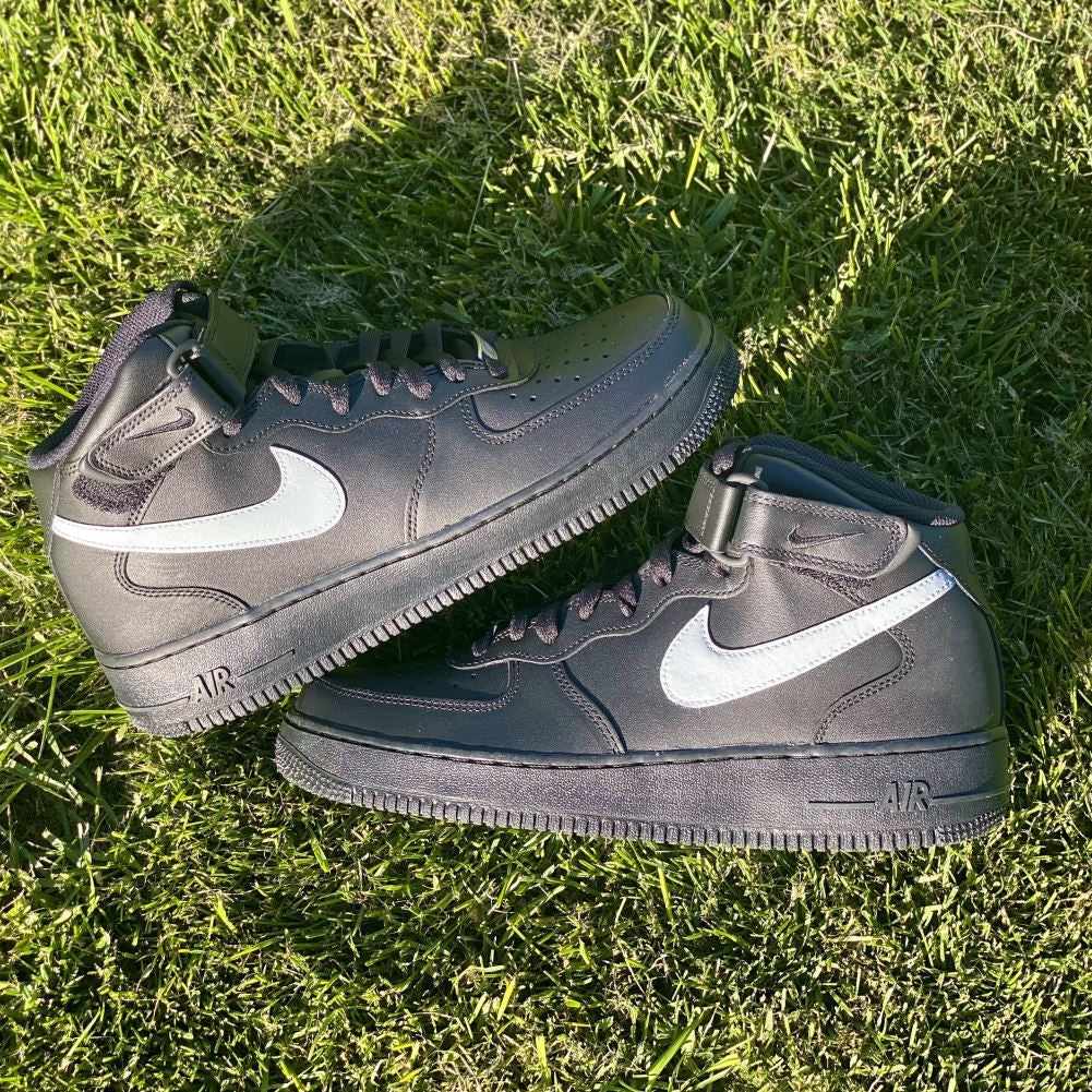 Grey Black Custom Sneakers Air Force 1 Mid