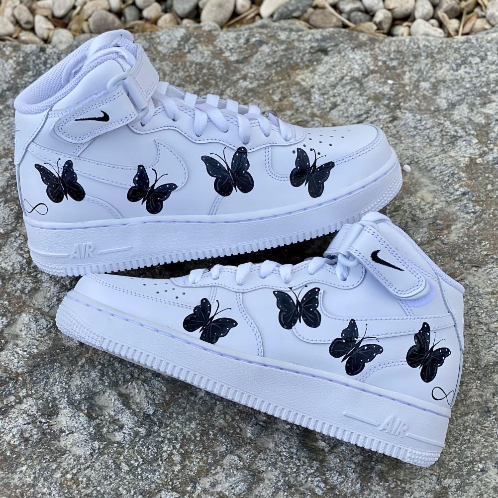 Black Butterflies Custom Sneakers Air Force 1 Mid