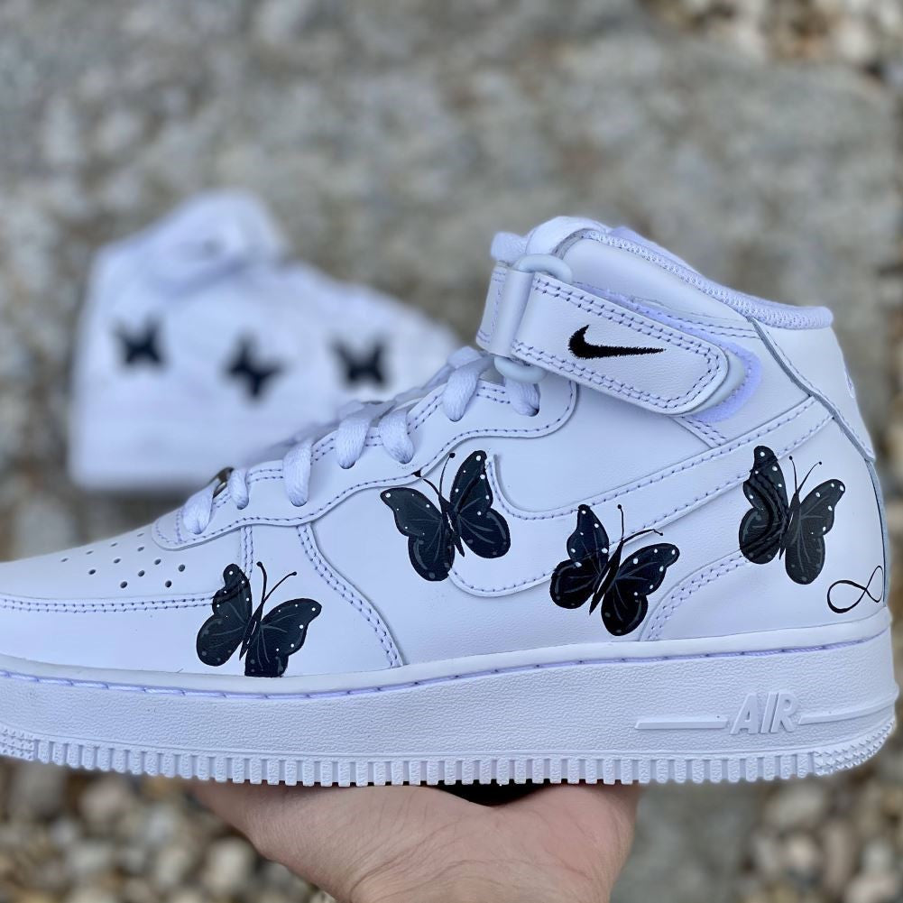 Black Butterflies Custom Sneakers Air Force 1 Mid