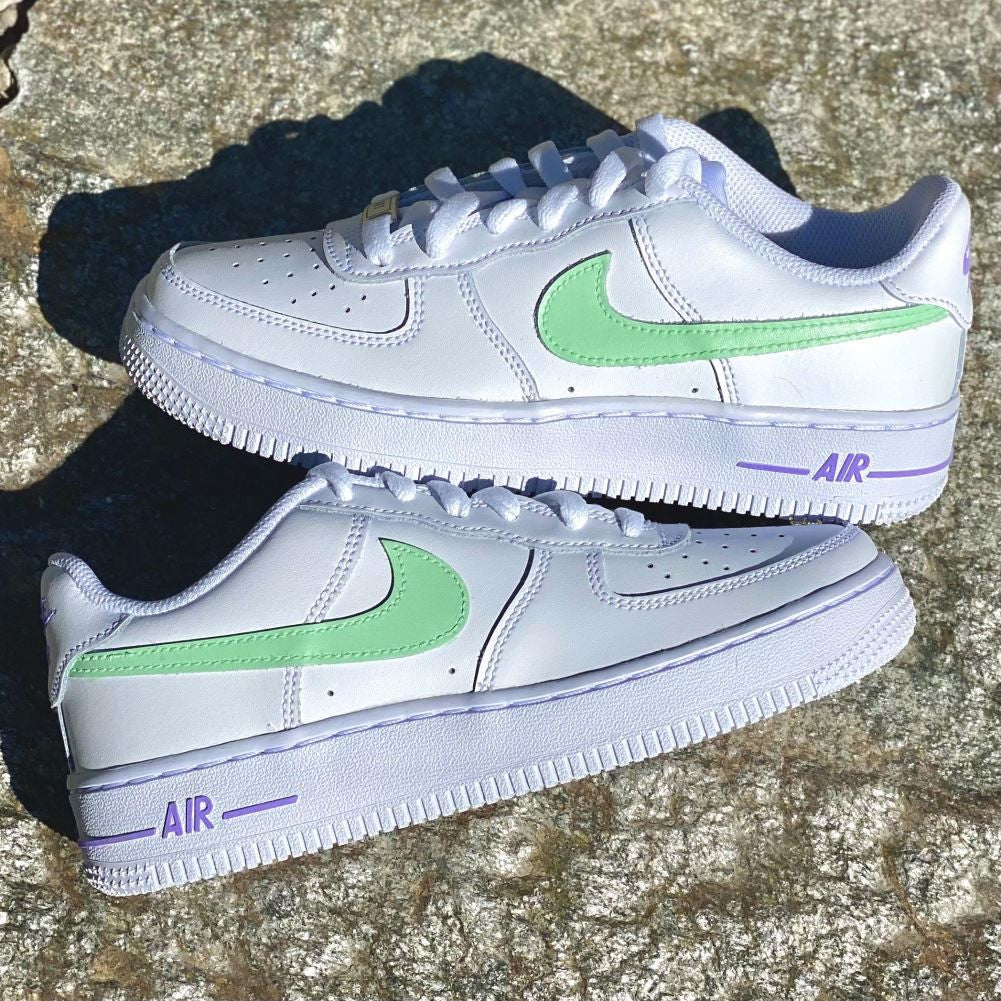 Green Purple Custom Sneakers Air Force 1