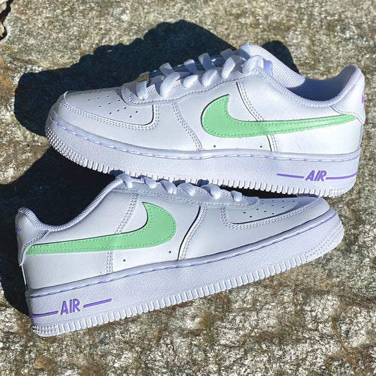 Green Purple Custom Sneakers Air Force 1