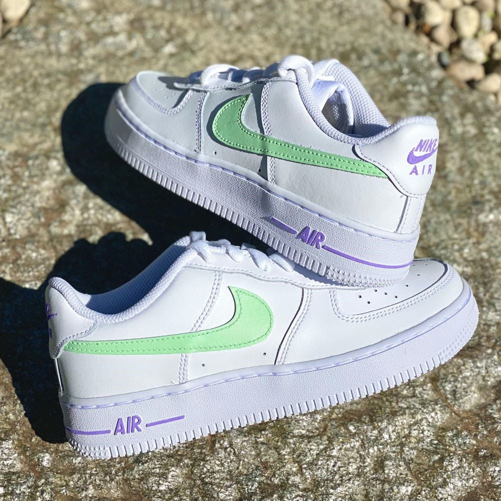 Green Purple Custom Sneakers Air Force 1