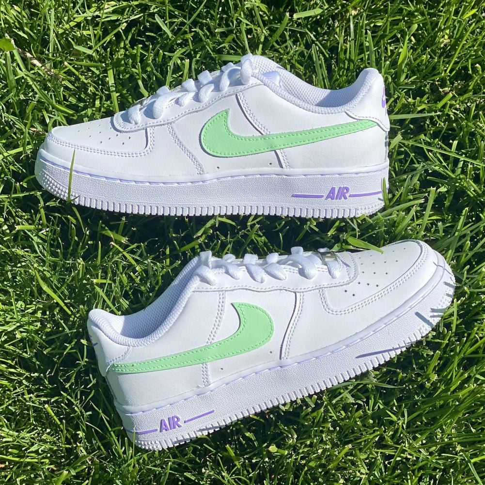 Green Purple Custom Sneakers Air Force 1