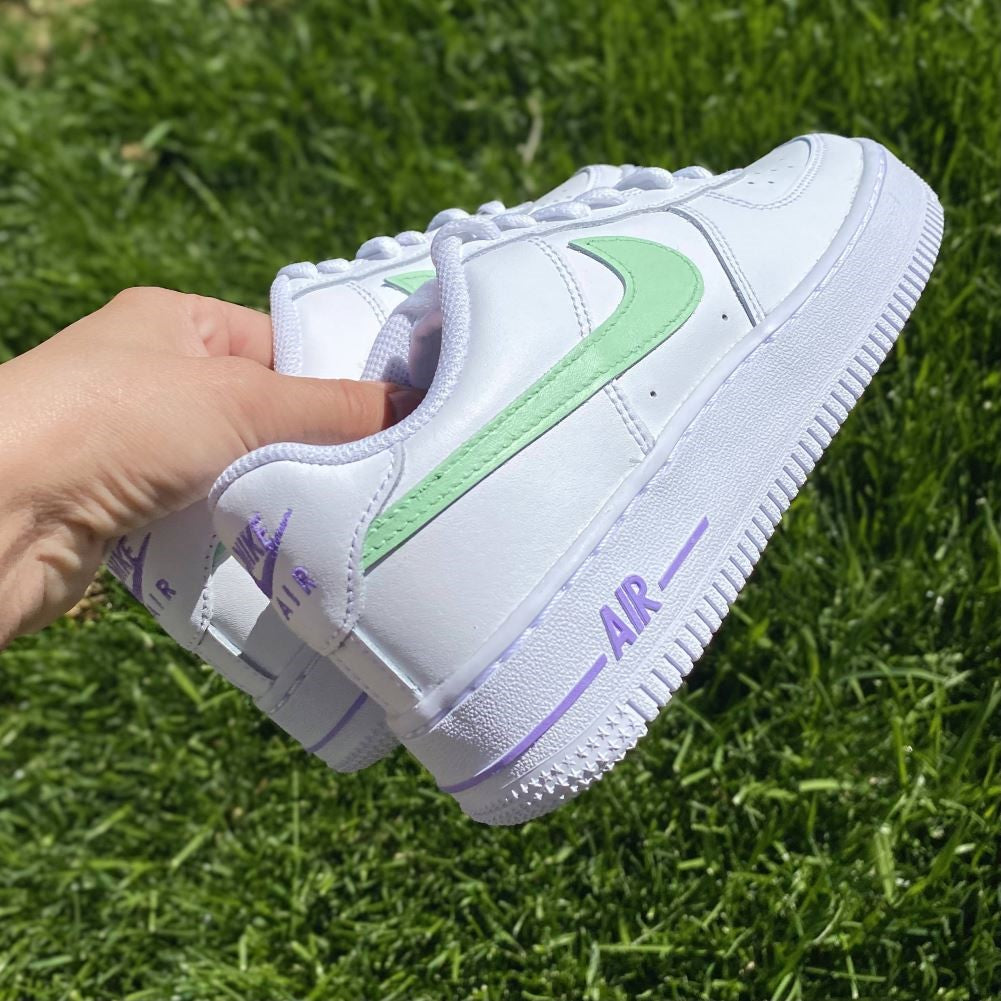 Green Purple Custom Sneakers Air Force 1
