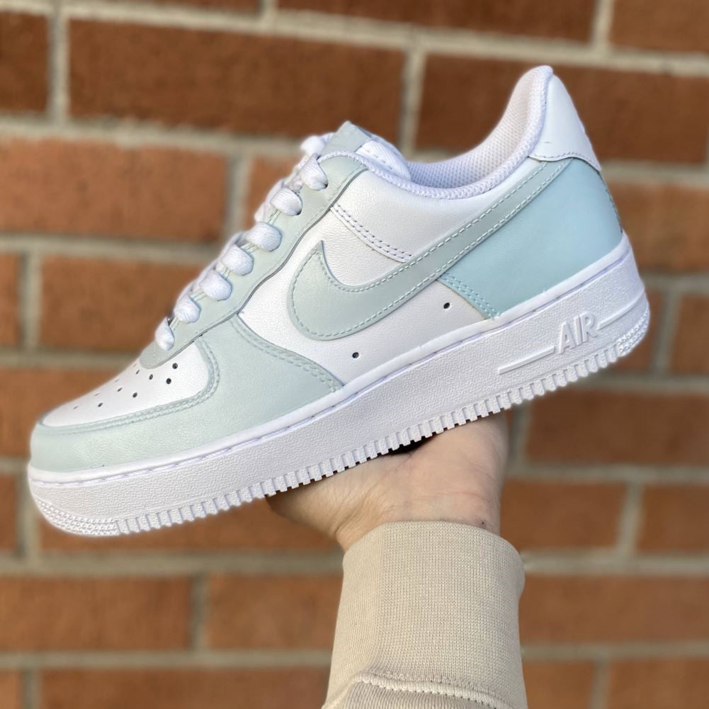 Gray green Blue Custom Sneakers Air Force 1
