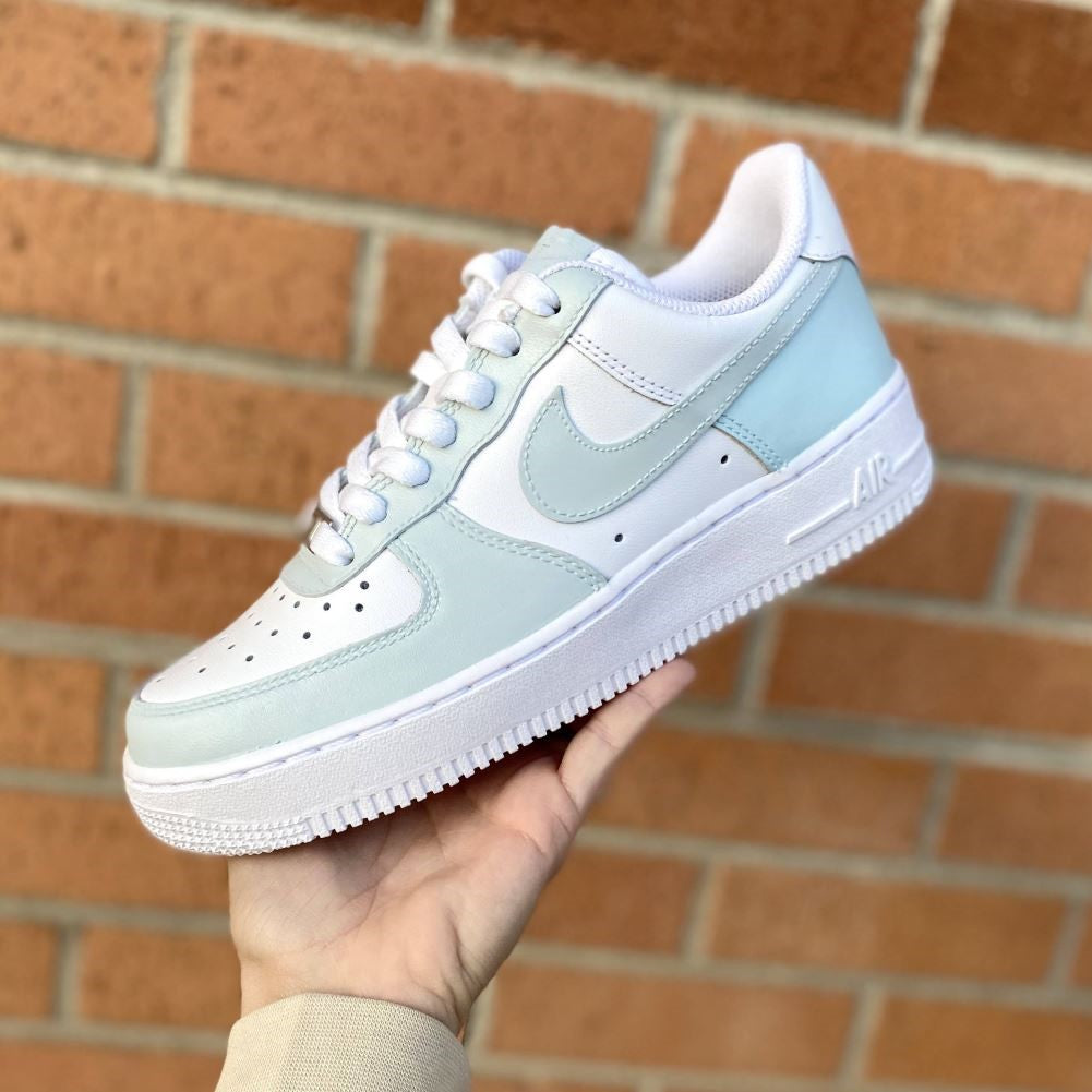 Gray green Blue Custom Sneakers Air Force 1