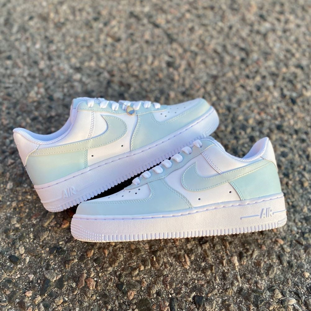 Gray green Blue Custom Sneakers Air Force 1