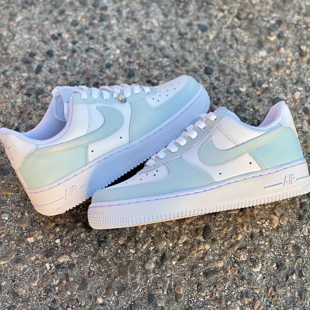Gray green Blue Custom Sneakers Air Force 1