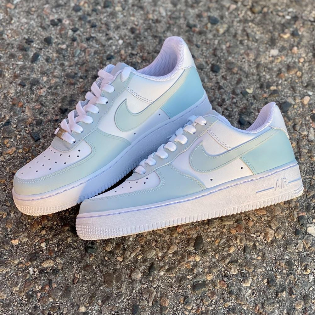 Gray green Blue Custom Sneakers Air Force 1