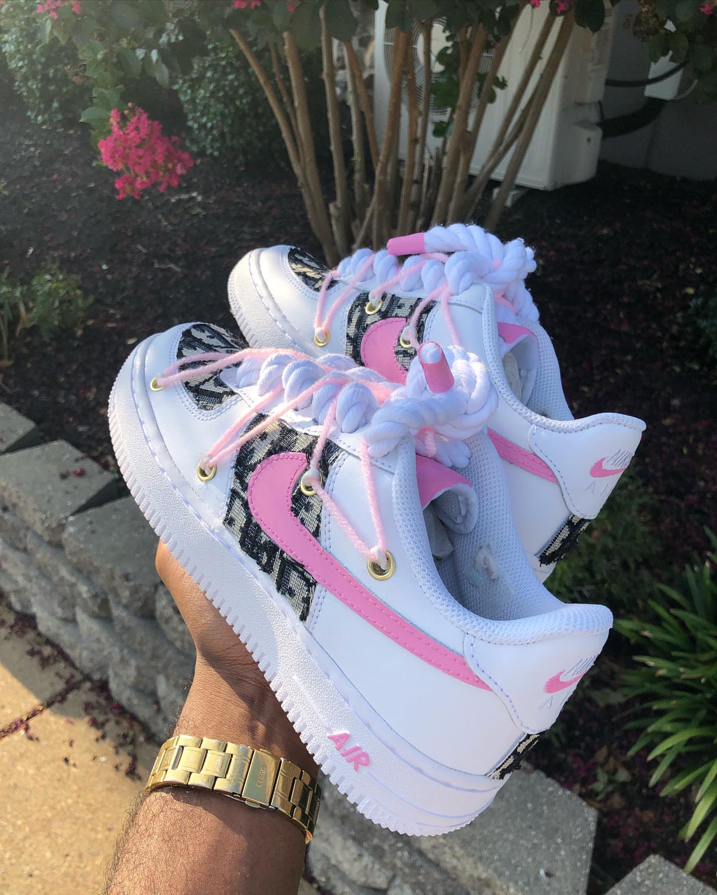 Custom Hand Painted Pink Air Force 1 Sneakers