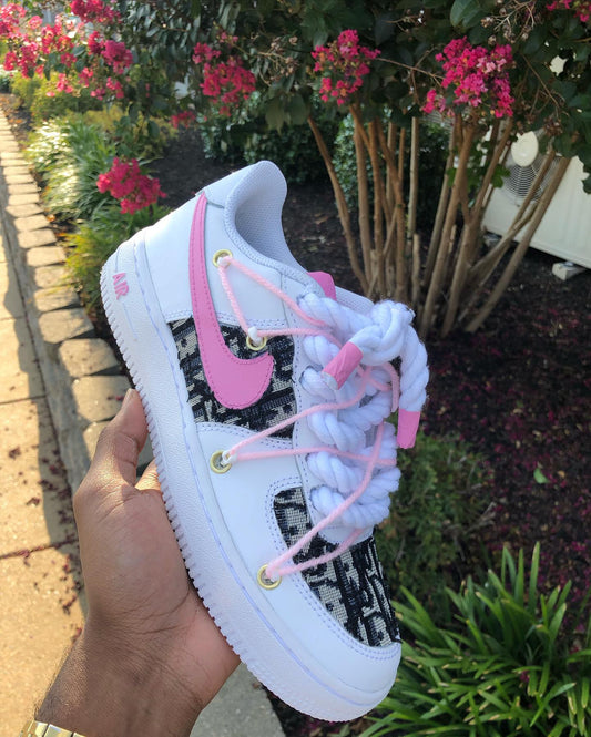 Custom Hand Painted Pink Air Force 1 Sneakers
