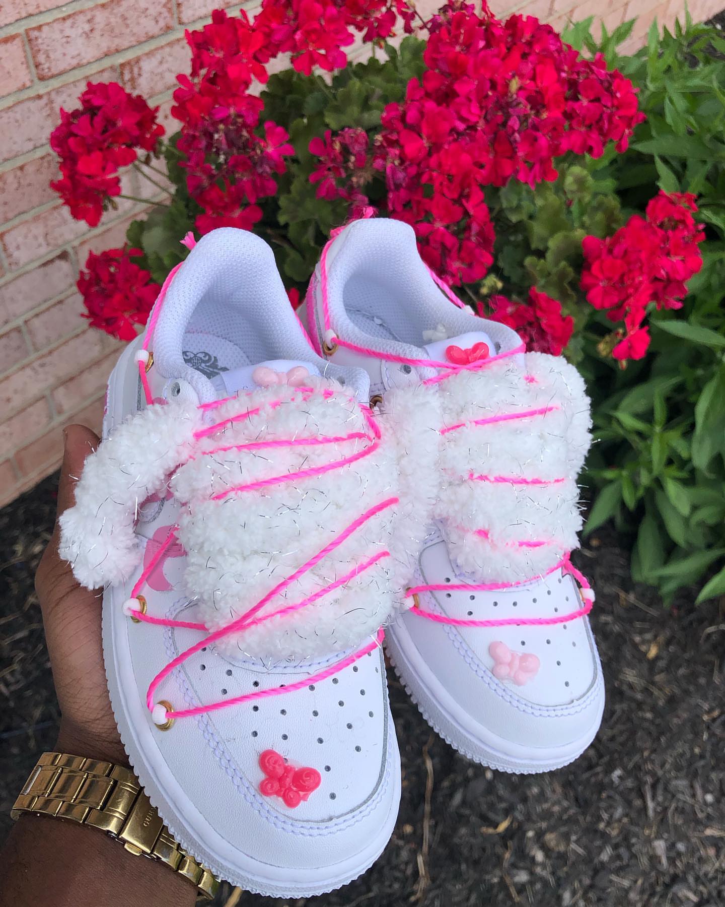 Hand Painted Pink Butterfly Custom Air Force 1 Sneakers