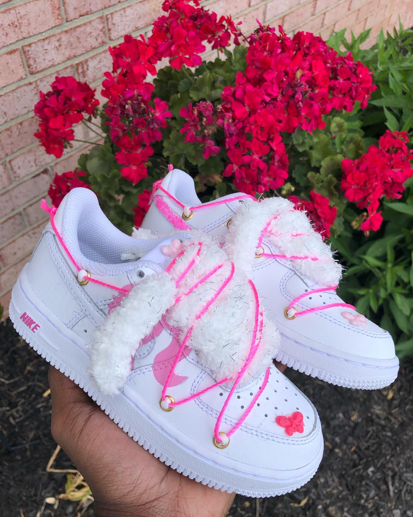Hand Painted Pink Butterfly Custom Air Force 1 Sneakers