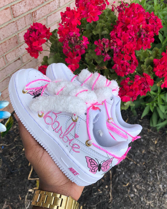 Hand Painted Pink Butterfly Custom Air Force 1 Sneakers