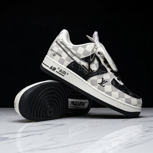 Custom Hand Painted Checkered Air Force 1 Sneakers