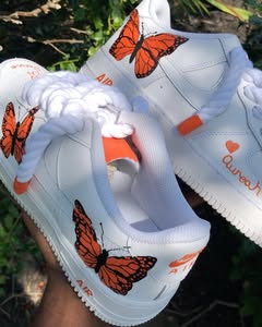 Hand Painted Orange Butterfly Custom Air Force 1 Sneakers