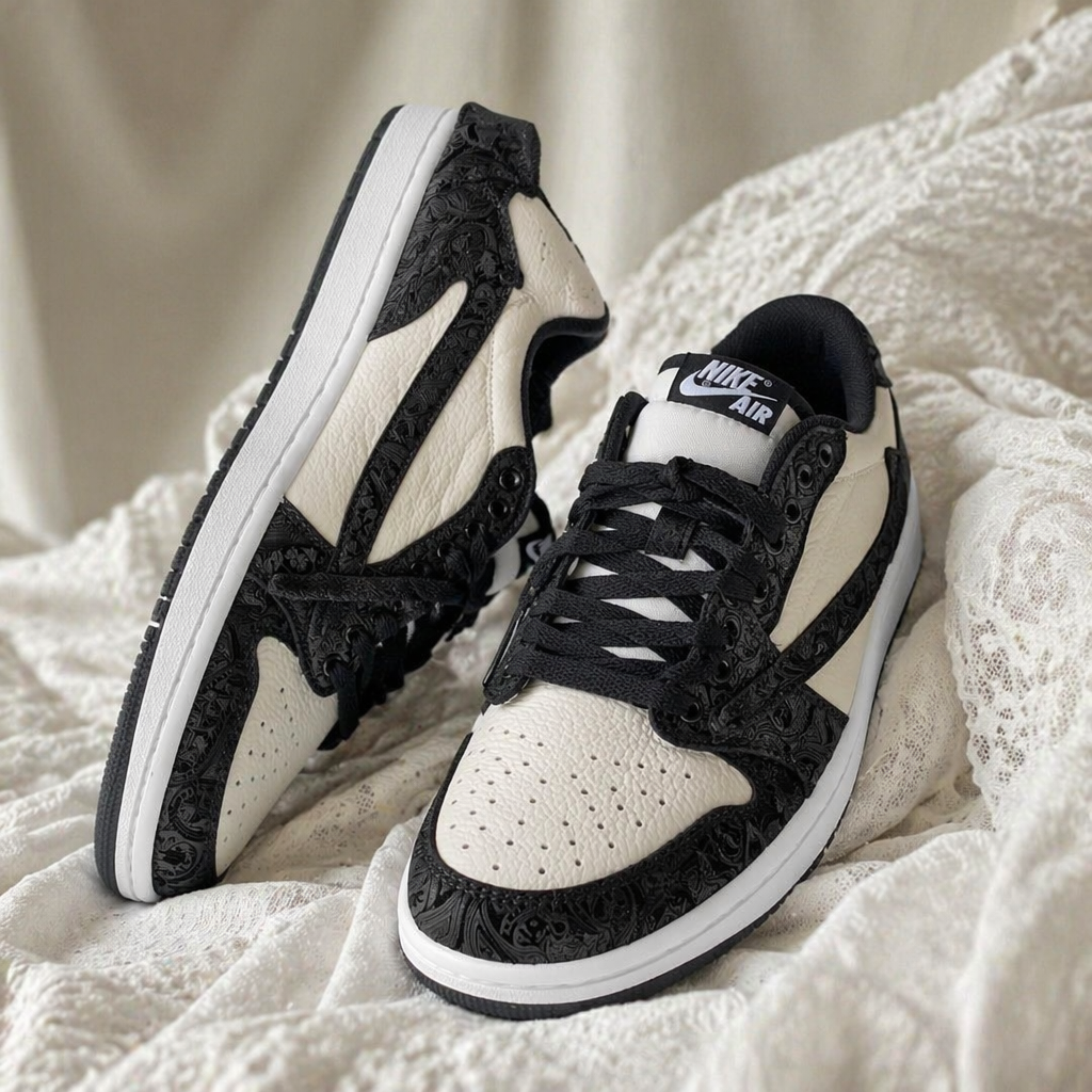 Hand Painted Black & White Custom Air Sneakers
