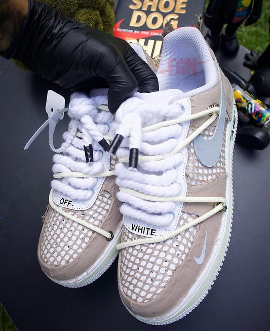 Handmade Custom Air Force 1 Beige Off-White Sneakers