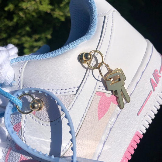Custom Hand Painted Pink Blue Air Force 1 Sneakers
