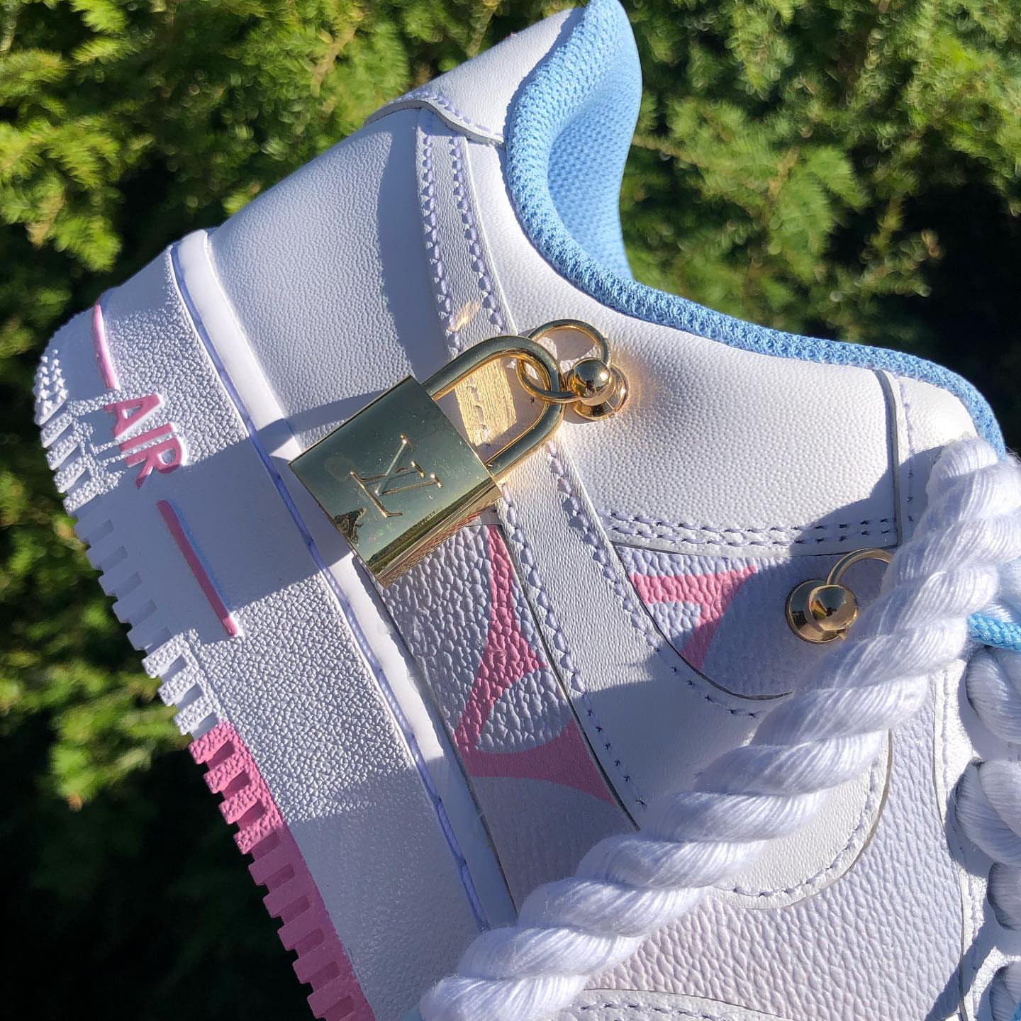 Hand Painted Pink Blue Custom Air Force 1 Sneakers