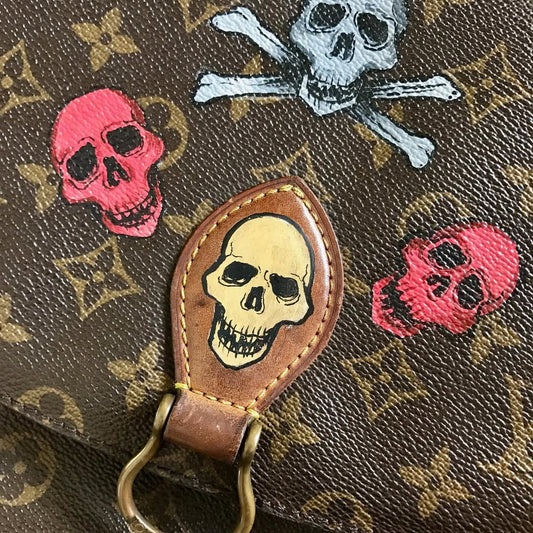 Hand Painted Skull Design Custom Bag