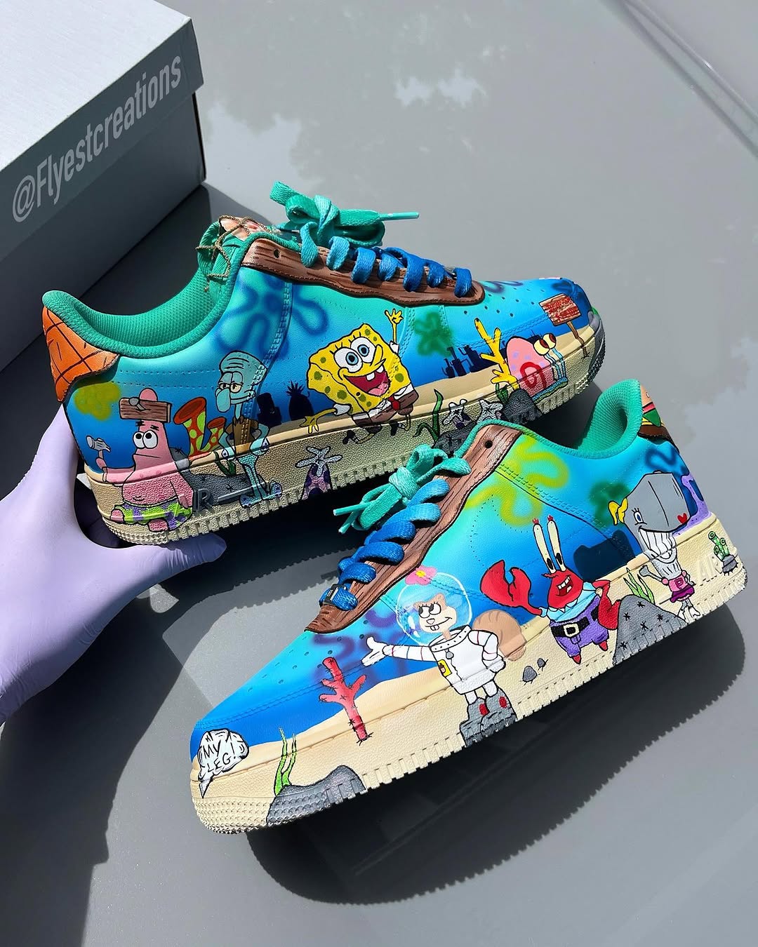 Hand Painted SpongeBob Custom Air Force 1 Sneakers