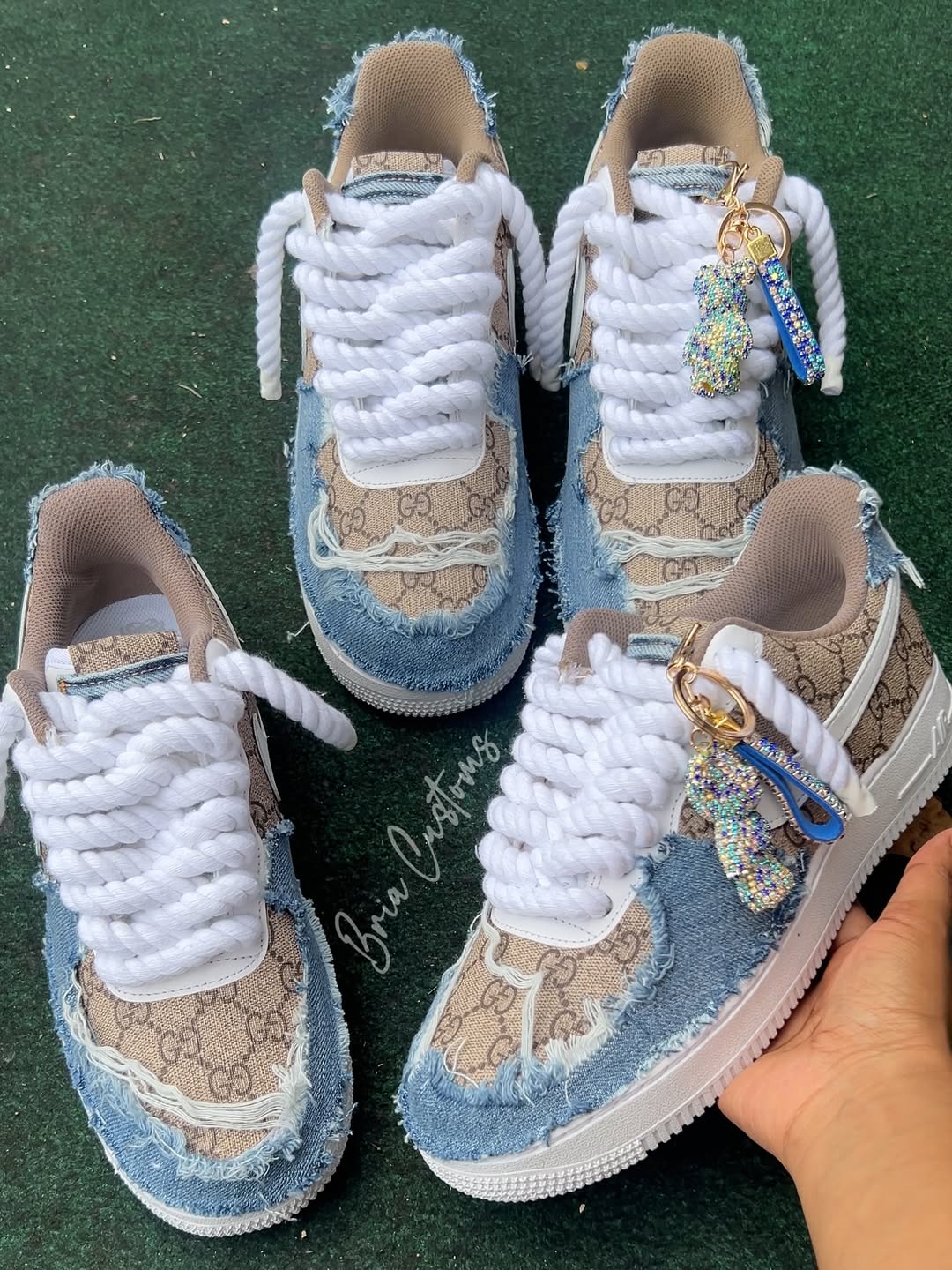 Handmade Custom Air Force 1 Sneakers with Chunky Rope Laces