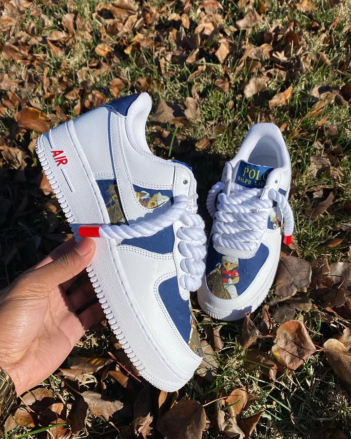 Hand Painted Polo Bear Custom Air Force 1 Sneakers