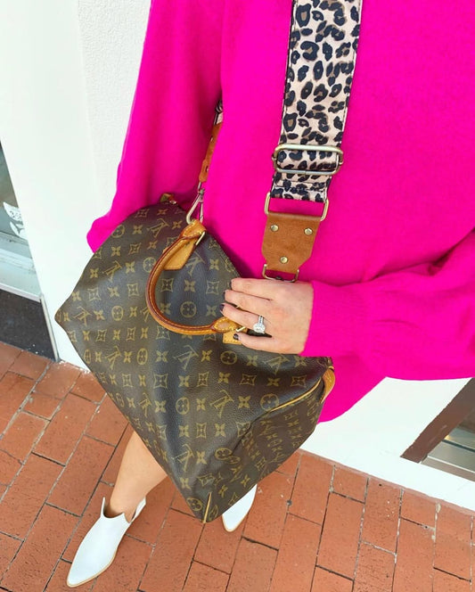 Custom Hand Painted Leopard Print Adjustable Bag Strap