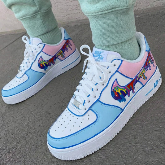 Baby Blue Baby Pink Dripping Custom AF 1s Shoes