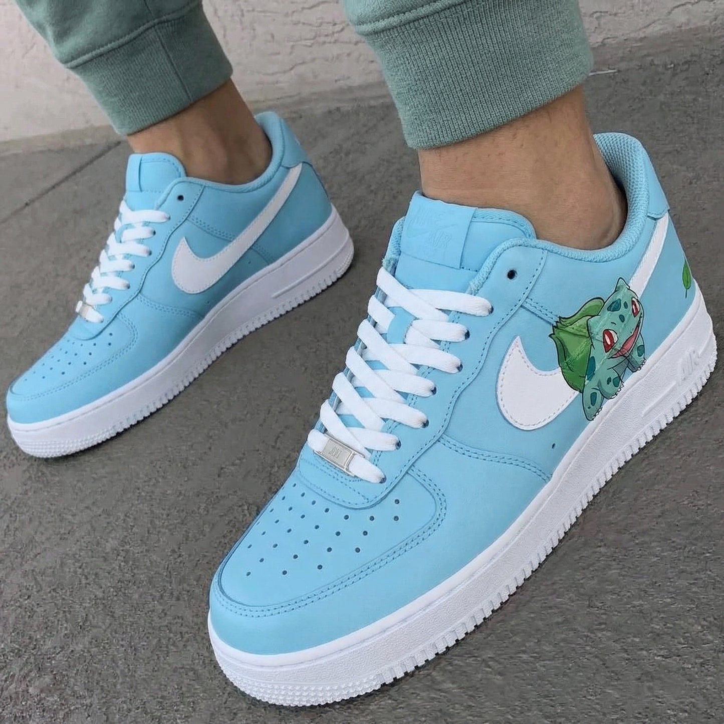 Baby Blue Bulbasaur Custom AF 1s Shoes