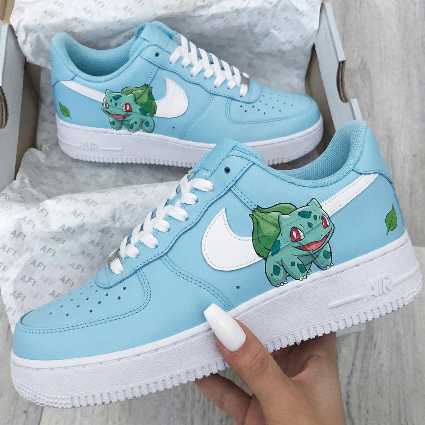 Baby Blue Bulbasaur Custom AF 1s Shoes